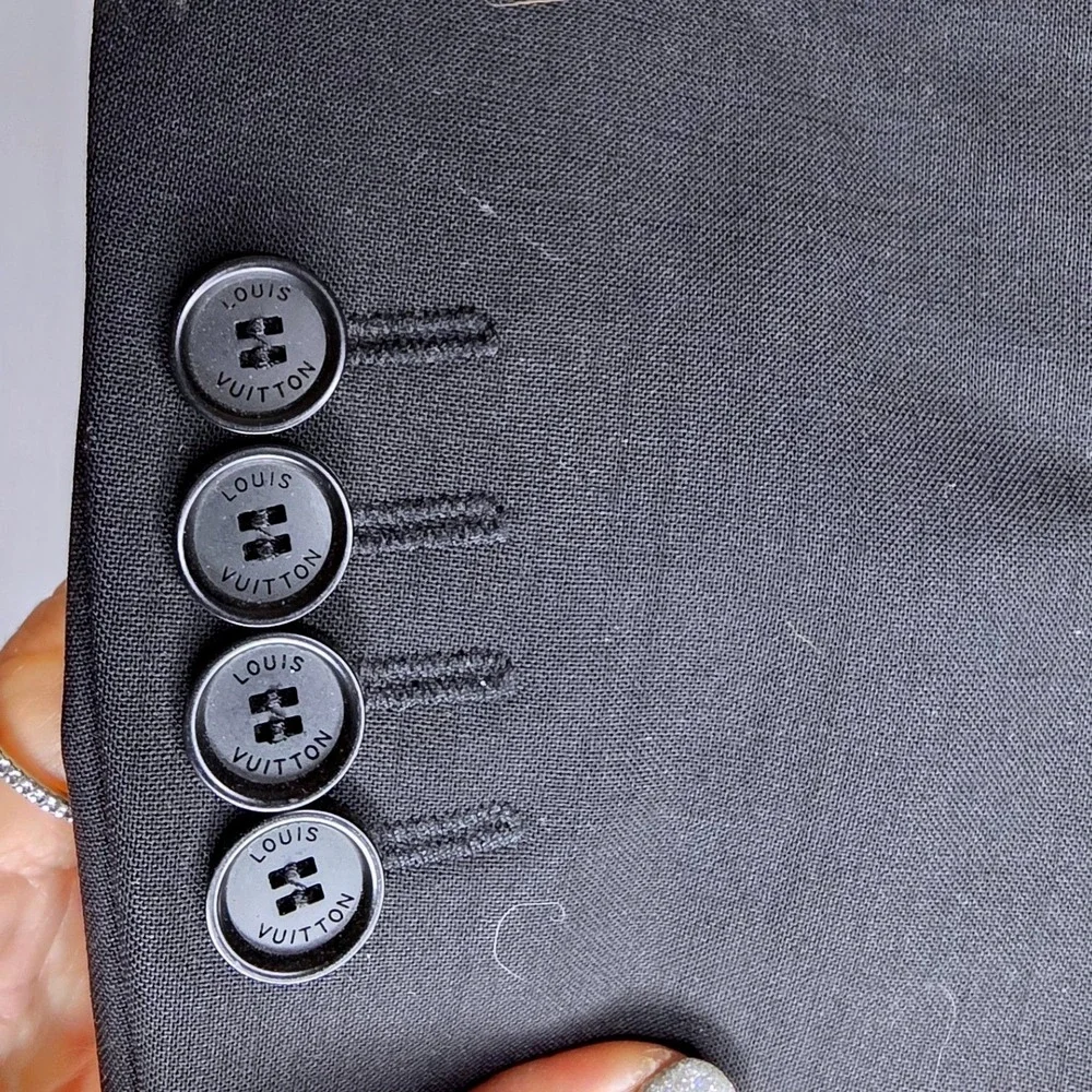 Louis Vuitton Uniforms Men's Suit Jacket Wool Stretch‎ Black Blazer Sport 52 Reg